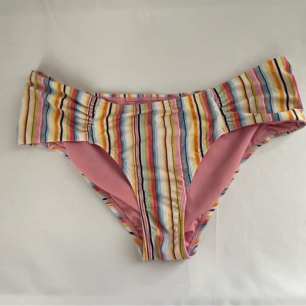 Women’s Striped Side Patch High Leg Bikini Bottom Size S